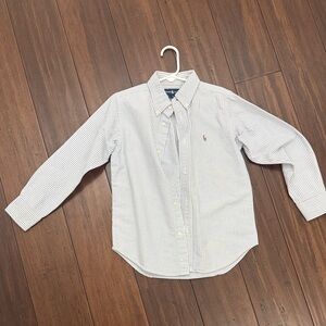 Ralph Lauren Blue and White Striped Kids Button Down Shirt